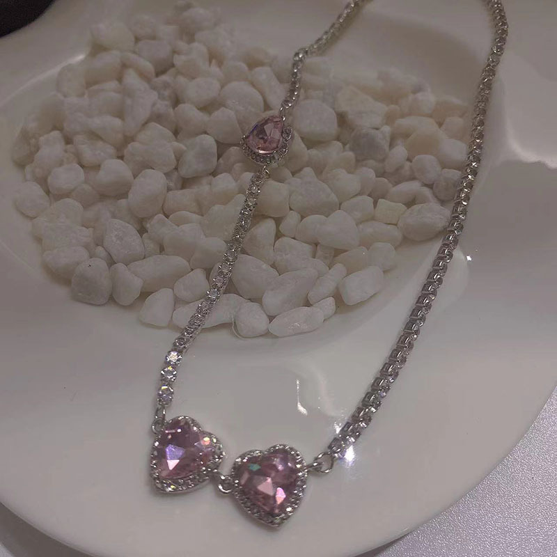 1 Piece Fashion Heart Shape Rhinestone Chain Inlay Zircon Women's Necklace display picture 4