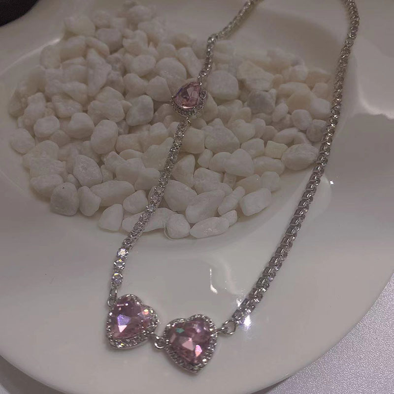 1 Piece Fashion Heart Shape Rhinestone Chain Inlay Zircon Womenu0027S Necklace
