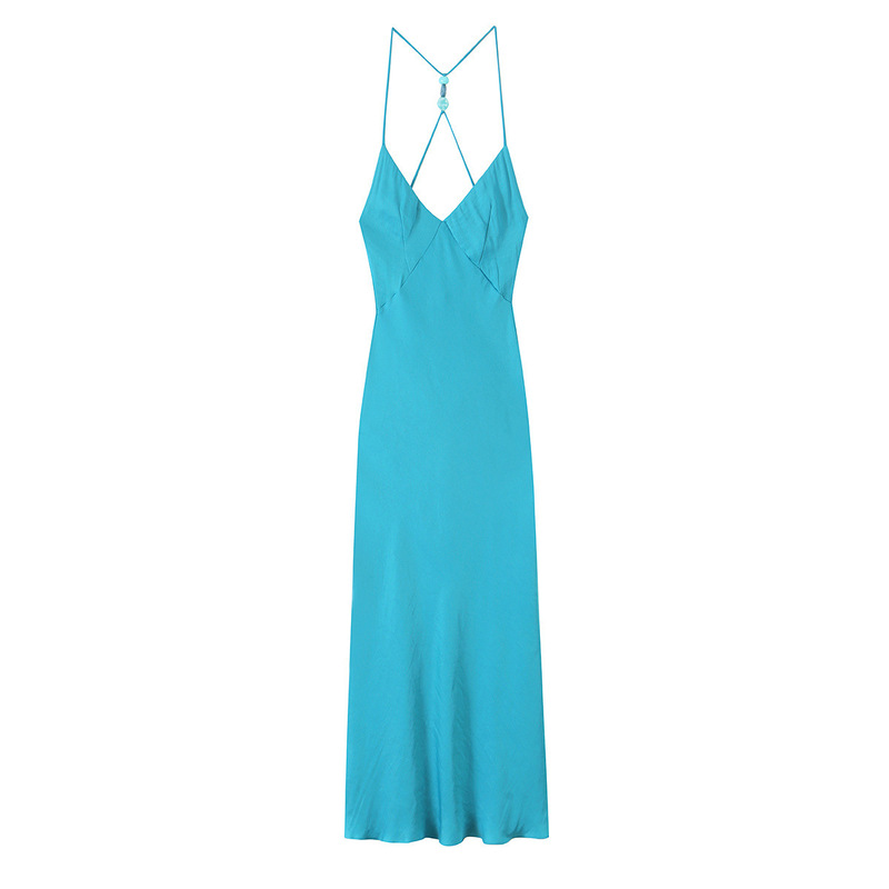 TAOP&ZA Women's 2026 Summer New Wholesale Fashion Strap Beaded Backless Satin Dress 3293156 TAOP&ZA Women's 2026 Summer New Wholesale Fashion Strap Beaded Backless Satin Dress 3293156