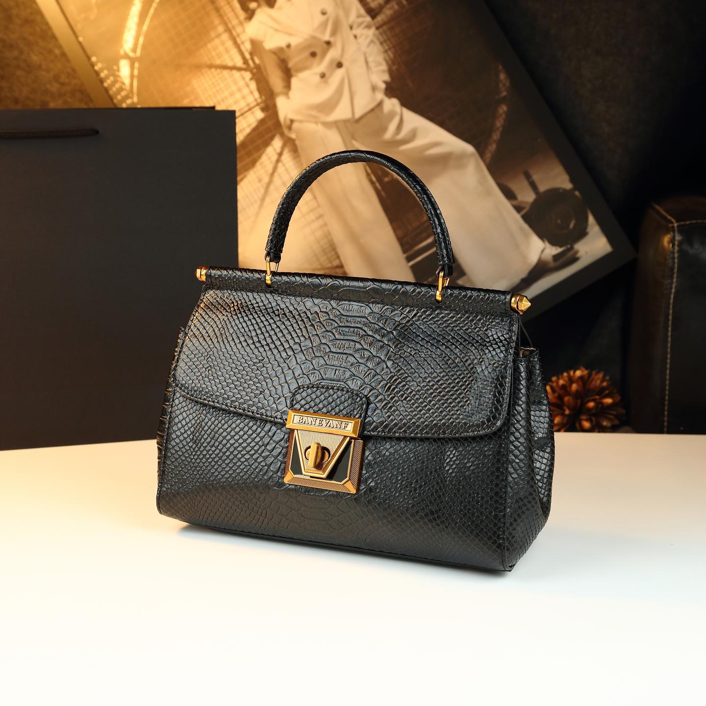 Túi đeo chéo cầm tay da bò kiểu Pháp preppy, túi vỏ sò thời trang nữ — màu đen, màu tím