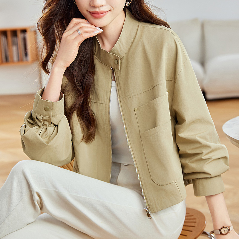 ショートコートの女性2025春の服の新型の立襟の上着の小さい背のデザイン感の小さい大衆のジャケットのカーディガン|undefined