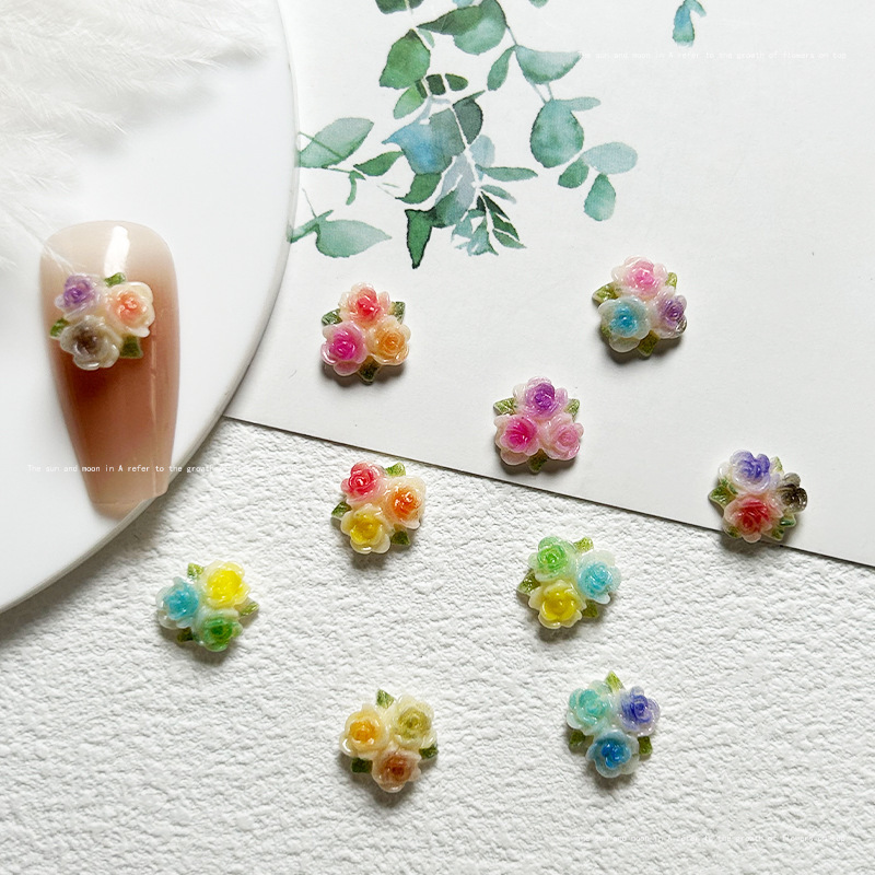 Live hot three-color rose nail jewelry luminous nail beauty Camellia jewelry sweet ear studs Accessories Wholesale Live hot three-color rose nail jewelry luminous nail beauty Camellia jewelry sweet ear studs Accessories Wholesale