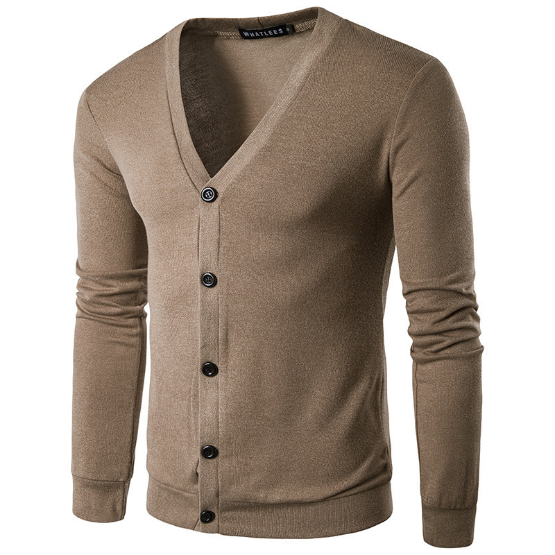 Spring and Autumn New Men's Solid Color V-neck Cardigan plus size Men's Sweater
