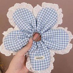 超仙格纹大肠圈时尚花朵设计头绳甜美少女扎丸子头气质发绳头饰