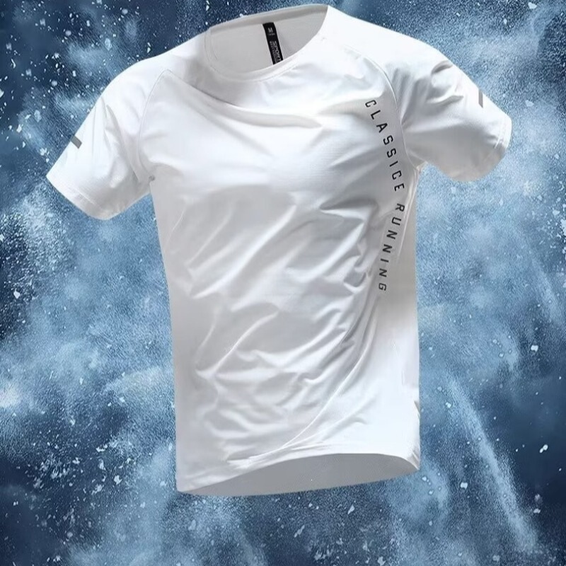 Running Sports Suit Men's Marathon Quick-Drying Summer Ice Silk T-Shirt Professional Track and Field Cycling Training Fitness Clothes