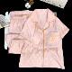 Skin-Friendly Silky Dark Pattern Jacquard Ice Silk Pajamas with Chest Pad Women's Home Clothes Short-Sleeved Three-Piece Set suit Silk Simulation