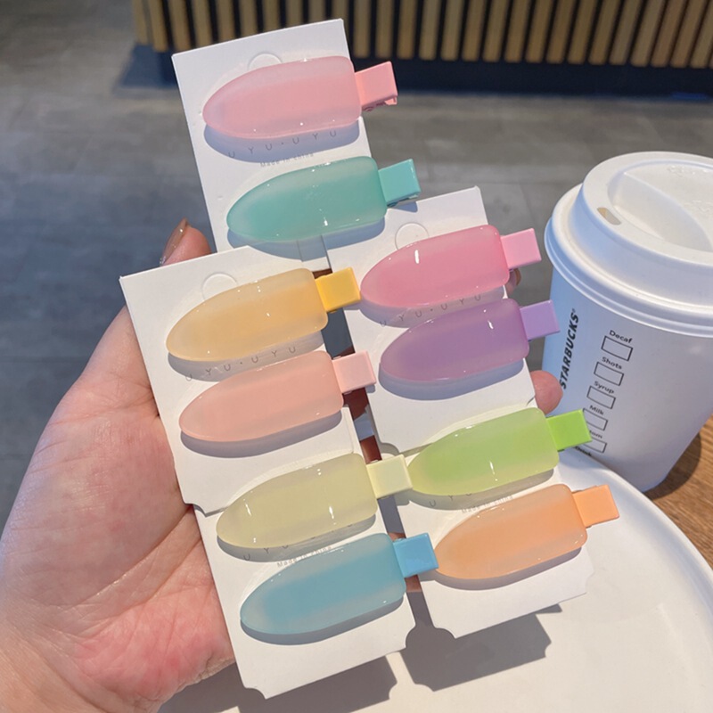 Pair of Pack ~ Summer Color Dopamine Jelly Color Seamless Clip Children's Broken Hairpin Bangs Clip Duckbill Clip Hairpin Pair of Pack ~ Summer Color Dopamine Jelly Color Seamless Clip Children's Broken Hairpin Bangs Clip Duckbill Clip Hairpin
