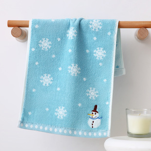 Children's towel household soft cartoon face towel cotton absorbent kindergarten multi-pattern cute square towel wholesale