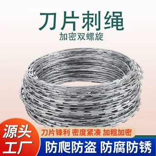 厂家批发刀片刺绳镀锌刺丝滚笼刺防爬防盗刀片刺绳小区围墙刺网