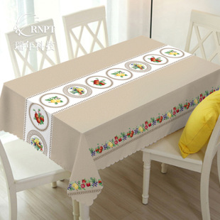 Ruinian Factory Direct Modern Simple Printed Tablecloth Rectangular Tablecloth PVC Waterproof and Oil Proof Plastic Tablecloth