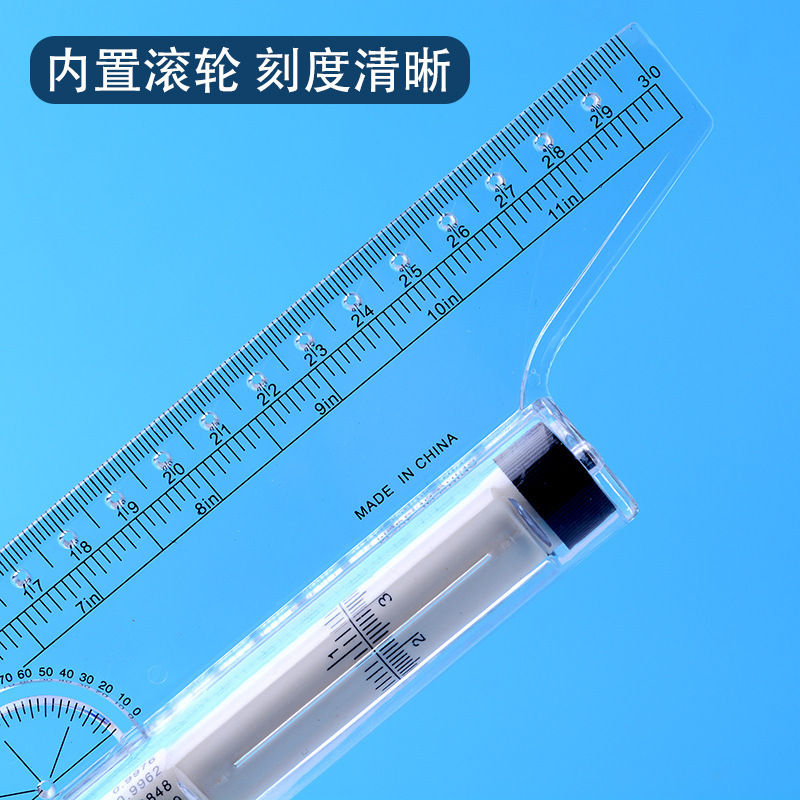 30cm de ángulo paralelo regla rodante regla de balance rodante regla multifunción de diseño de dibujo regla de dibujo herramienta