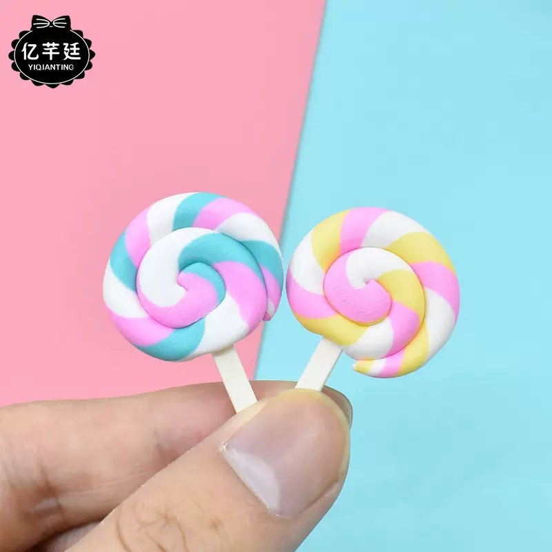 韩版儿童发夹软陶棒棒糖树脂饰品diy配件手机壳贴片过家家冰箱贴