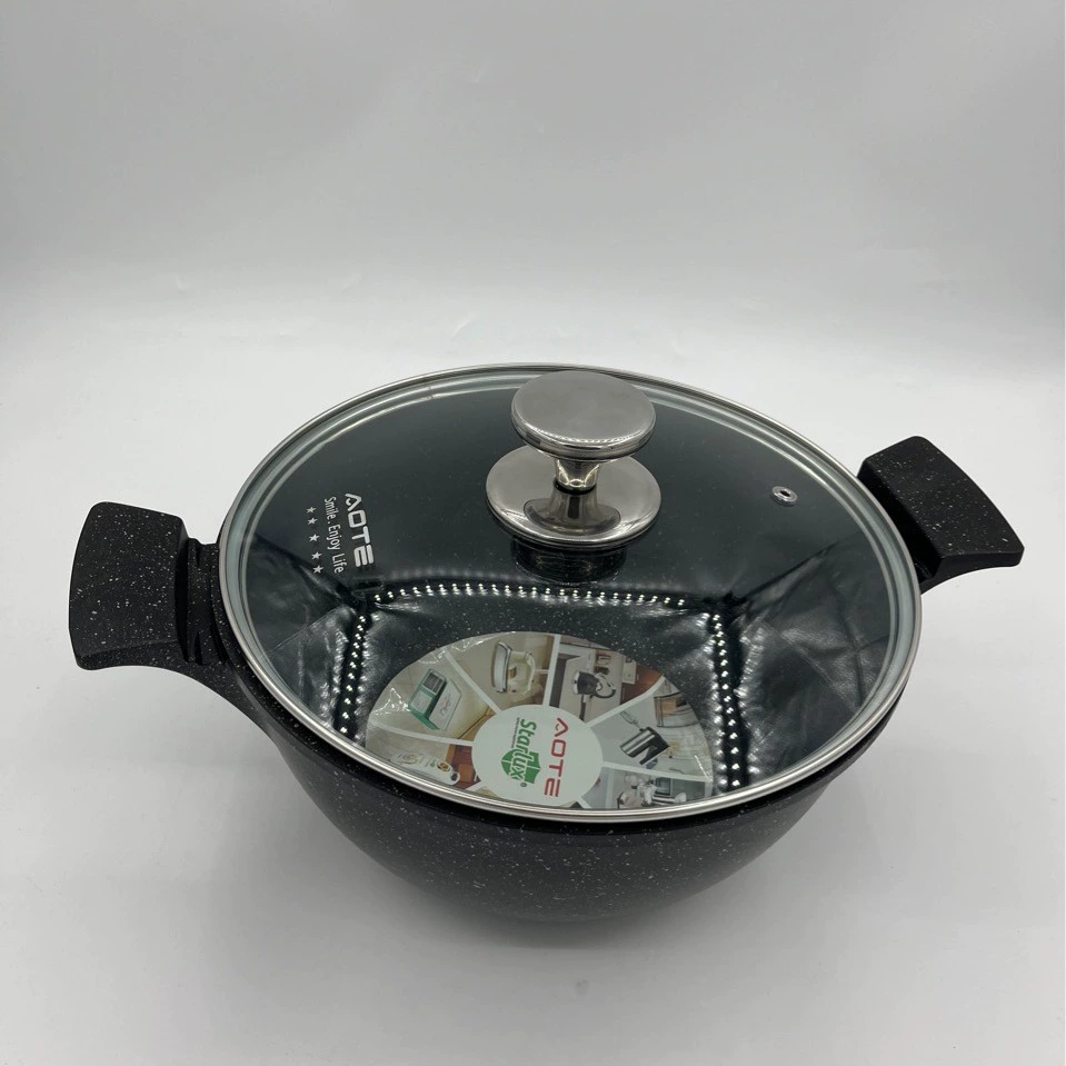 Толстая алюминиевая литья под давлением антипригарная кастрюля 28cm30cm32cm34cm