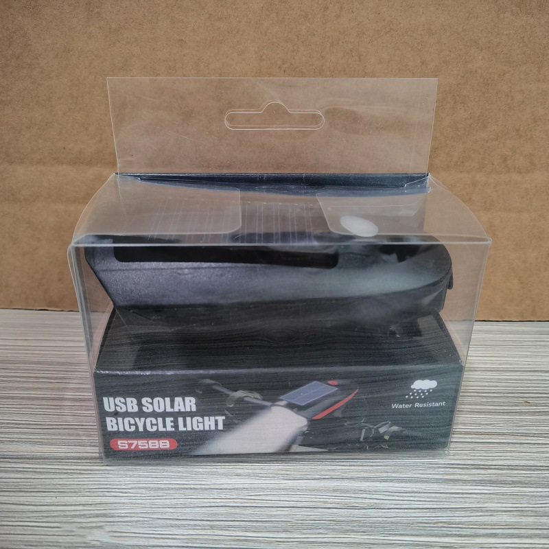 S7588 energía solar recargable luz delantera de bicicleta luz de bocina luz de paseo nocturno de montaña linterna solar al aire libre