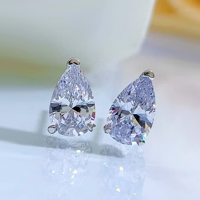 Wedding Occasion 1 Pair 925 Sterling Silver Artificial Diamond Water Droplets Ear Studs
