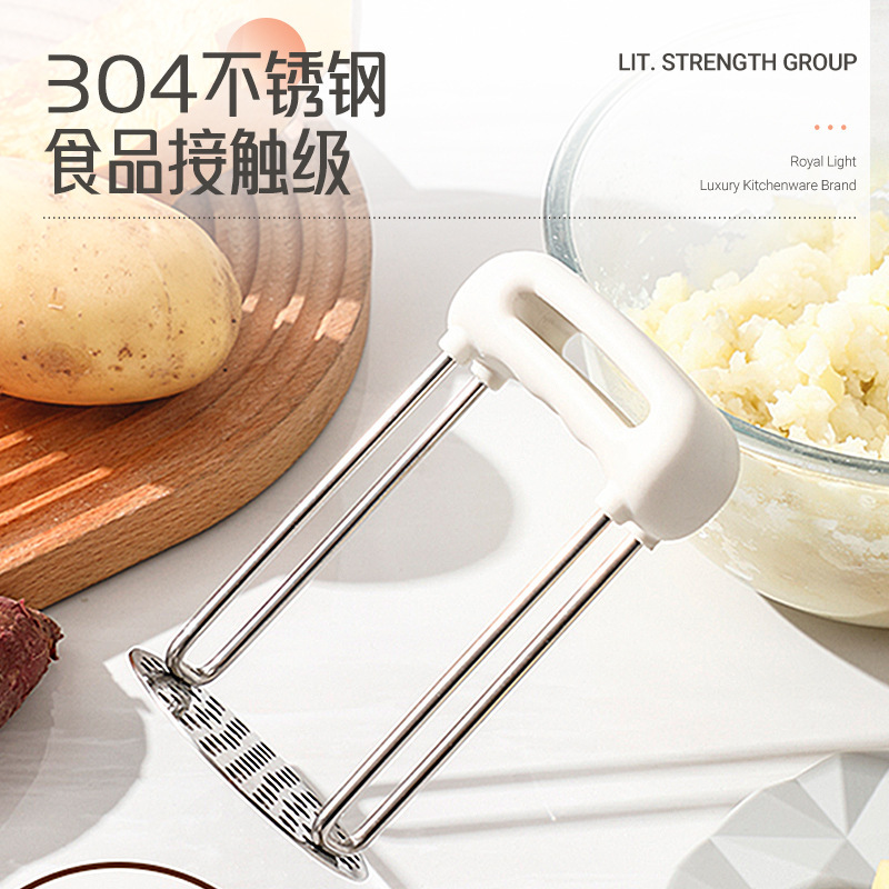 Presión de puré de papas de acero inoxidable 304, artefacto de puré de papas para el hogar, suplemento alimenticio para bebés, cuchara de puré, triturador de puré