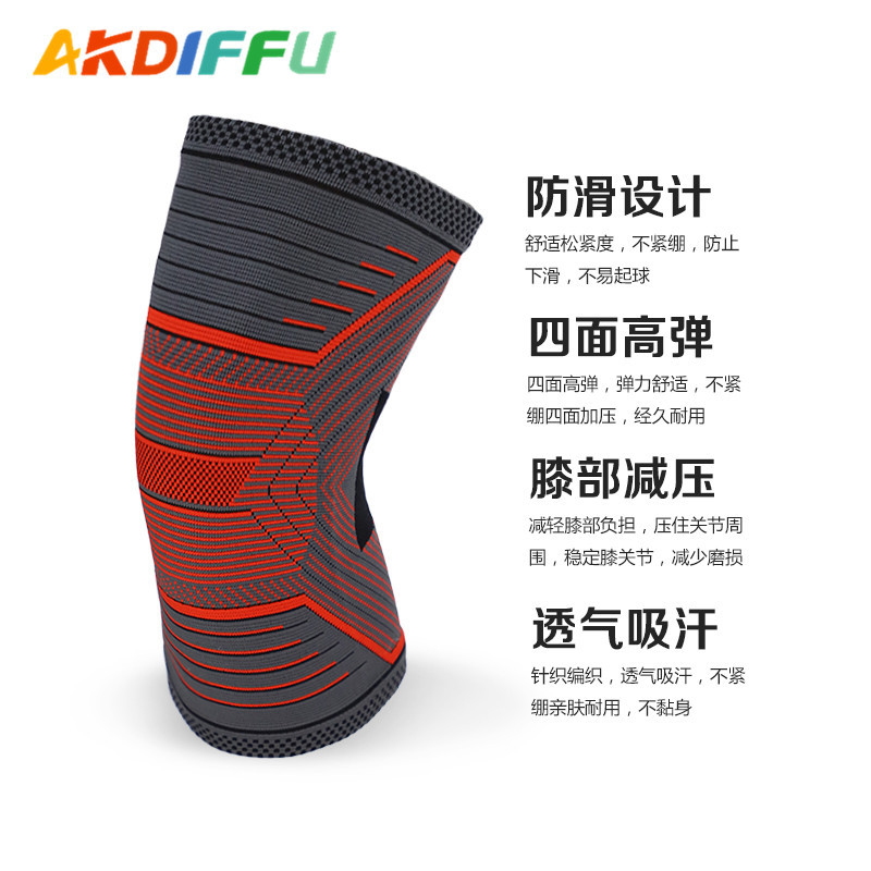 Nuevo rodilla deportiva cuatro lados elástico tejido calentamiento rodilla nylon rodilla para el fabricante de baloncesto de voleibol