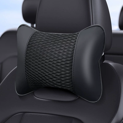 Headrest Mesh Neck Pillow, Car Cervical - black-grid-one-24996176