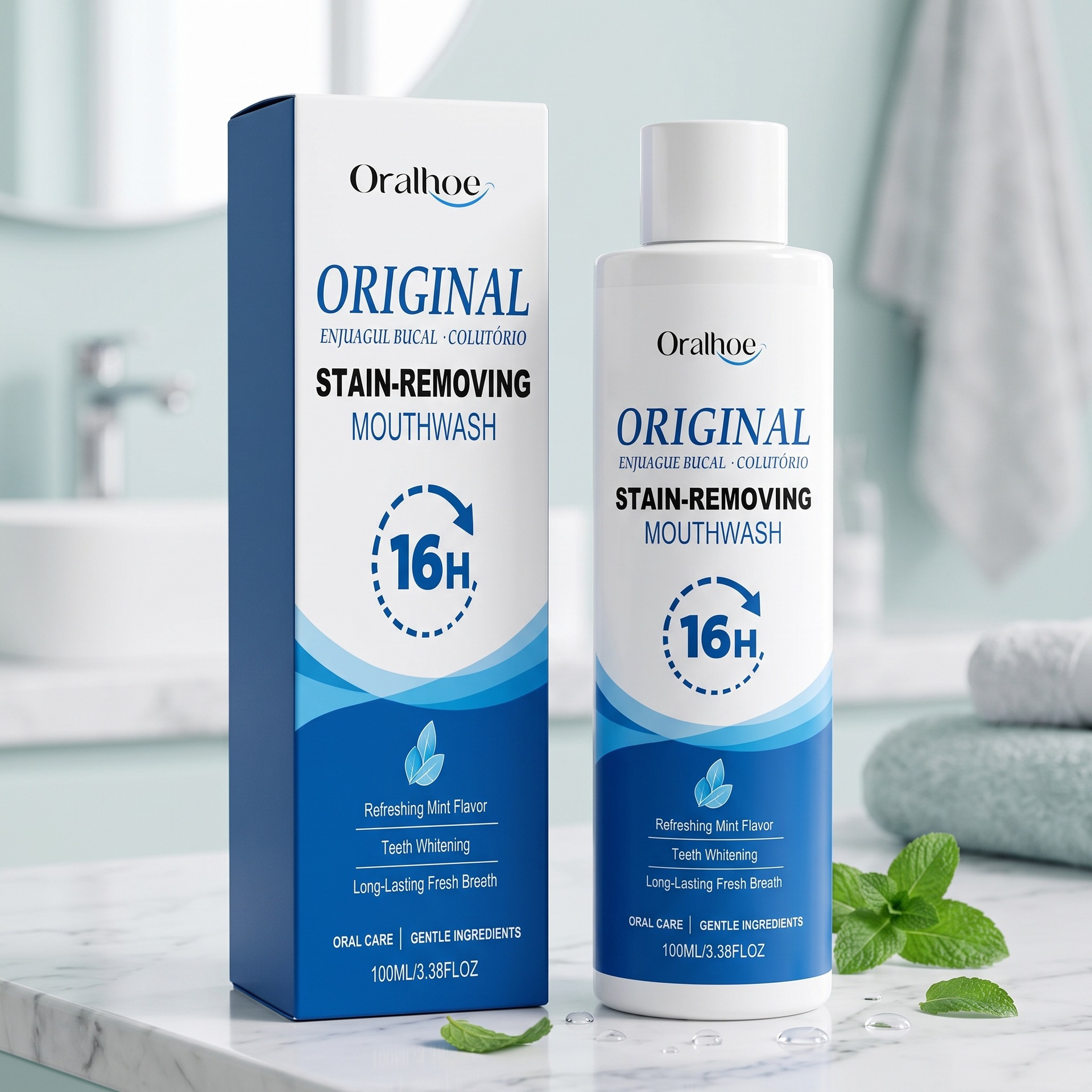 ORALHOE Clean and Fresh Mouthwash: Cooling Mint for Comfortable Oral Cleansing, Eliminating Odors, Convenient and Long-Lasting Freshness