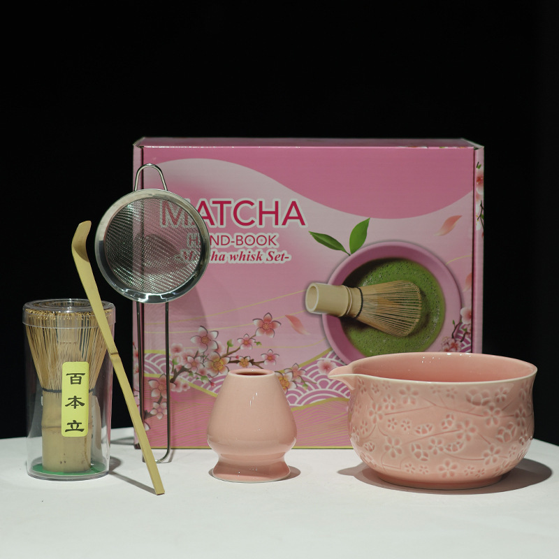 MATCHA跨境专供多款新品陶瓷5件套抹茶碗带嘴宋代点茶茶筅工具套|undefined