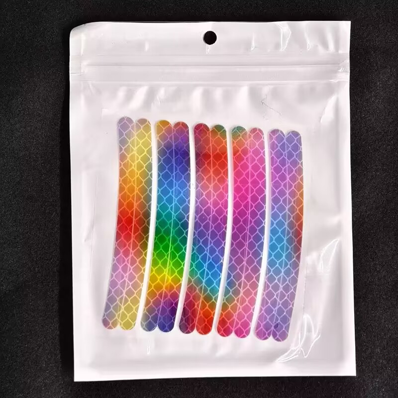 Wheel hub reflective stickers (rainbow color) 20 pieces