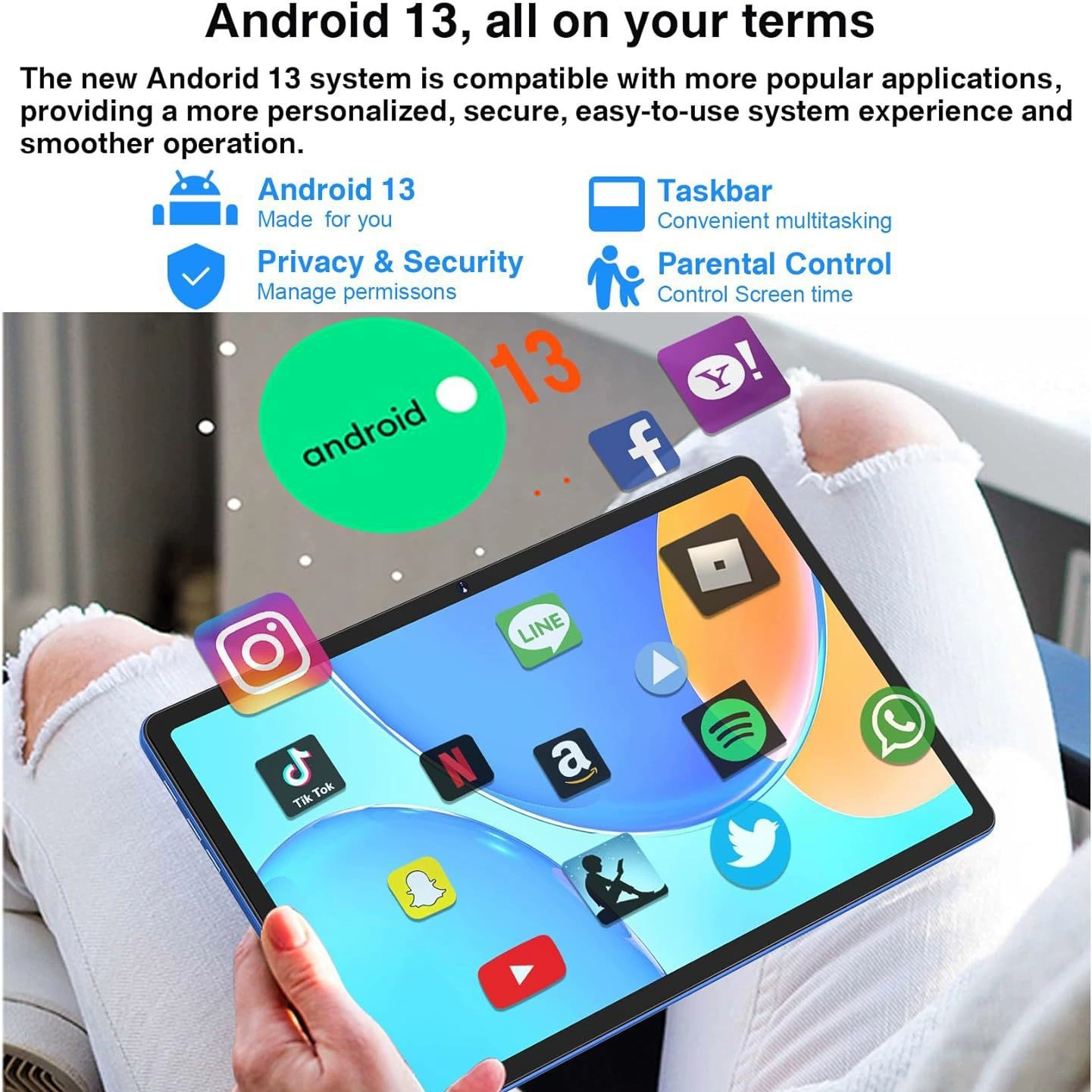 Amazon 24 Newest Tablet 11 INCH Android 13 Tablets, 16GB