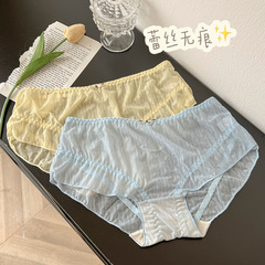 Underwear for women sexy new lace antibacterial pure cotton crotch girls mid-waist seamless shorts summer thin style