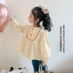 女童襯衫春裝2024新款洋氣寶寶碎花上衣兒童公主娃娃打底衫春秋季