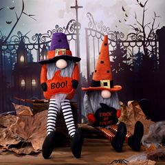 2023 Cross-border New Product Halloween Tall-Legged Faceless Doll Dwarf Pumpkin Hat Christmas Goblin Figure Ornament