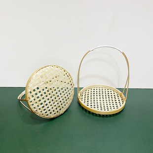 Bamboo storage basket fruit plate hotel creative multi-layer tea basket small bamboo basket Net red stove cooking tea ceremony tea art