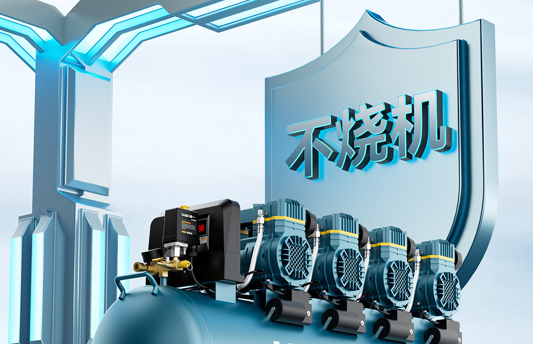 Green Industrial Air Compressor 220V Oil-Free Silent Air Pump High Pressure Air Compressor Portable Woodworking Air Pump