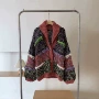 秋冬新款撞色手工毛衣