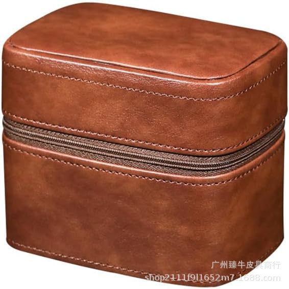 Cross-Border Popular Pu Leather Watch Storage & Fashionable Retro Zipper Double Watch Case Waterproof and Drop-Resistant Watch Case