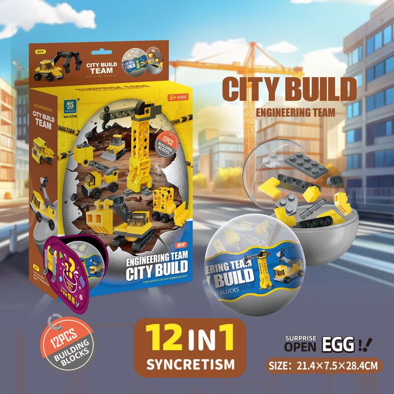 Cross-border Twisted Egg Building Blocks Small Particle Engineering Vehicle City Builder 12-in -1 Bulldozer DIY Educational Matching Toy Cross-border Twisted Egg Building Blocks Small Particle Engineering Vehicle City Builder 12-in -1 Bulldozer DIY Educational Matching Toy