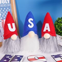 跨境美國獨立日無臉娃娃可愛侏儒老人公仔裝飾品魯道夫節日擺件