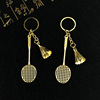 Golden metal keychain for badminton, souvenir, Birthday gift, wholesale