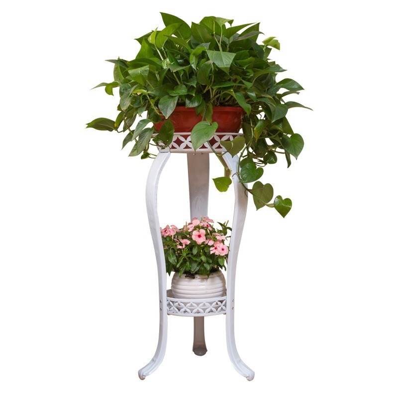 グリーンフラワーシェルフ多層鉄植木鉢スタンド床置き省スペースヨーロッパ二層屋内フラワーシェルフバルコニーラック送料無料|undefined