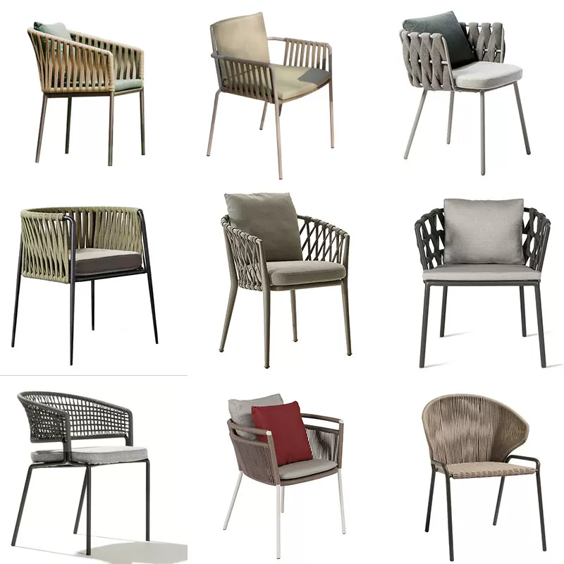 北欧户外桌椅餐椅藤椅酒店露台庭院家用阳台单人靠背椅休闲室外椅