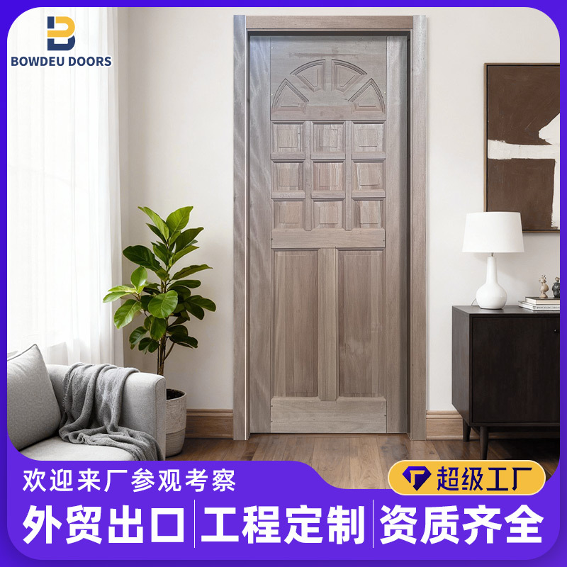 可定制跨境防水生态实木复合松木门 Fashion Wooden solid Doors