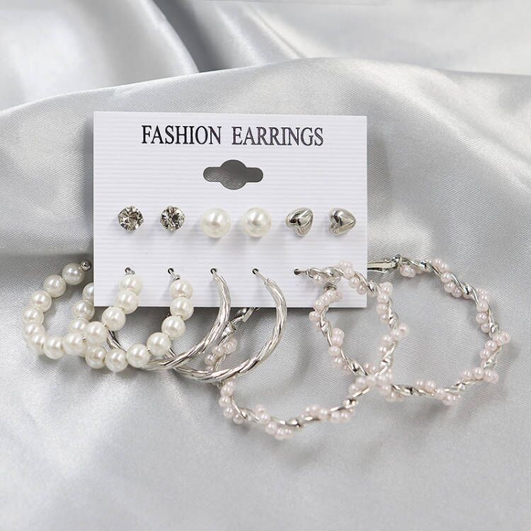 1 Set Fashion Triangle Heart Shape Butterfly Artificial Crystal Imitation Pearl Alloy Womenu0027S Ea