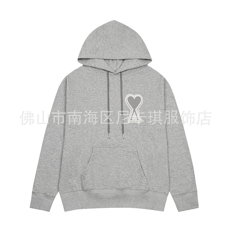 ami フード付きスウェットシャツ 25ss ピュアコットンルーズビッグラブ刺繍ヨーロッパバージョンクロスボーダー外国貿易男性と女性の秋と冬の綿パーカー|undefined