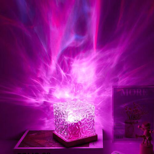 Nordic style atmosphere lamp internet celebrity rotating water ripple lamp flame night lamp bedside table lamp