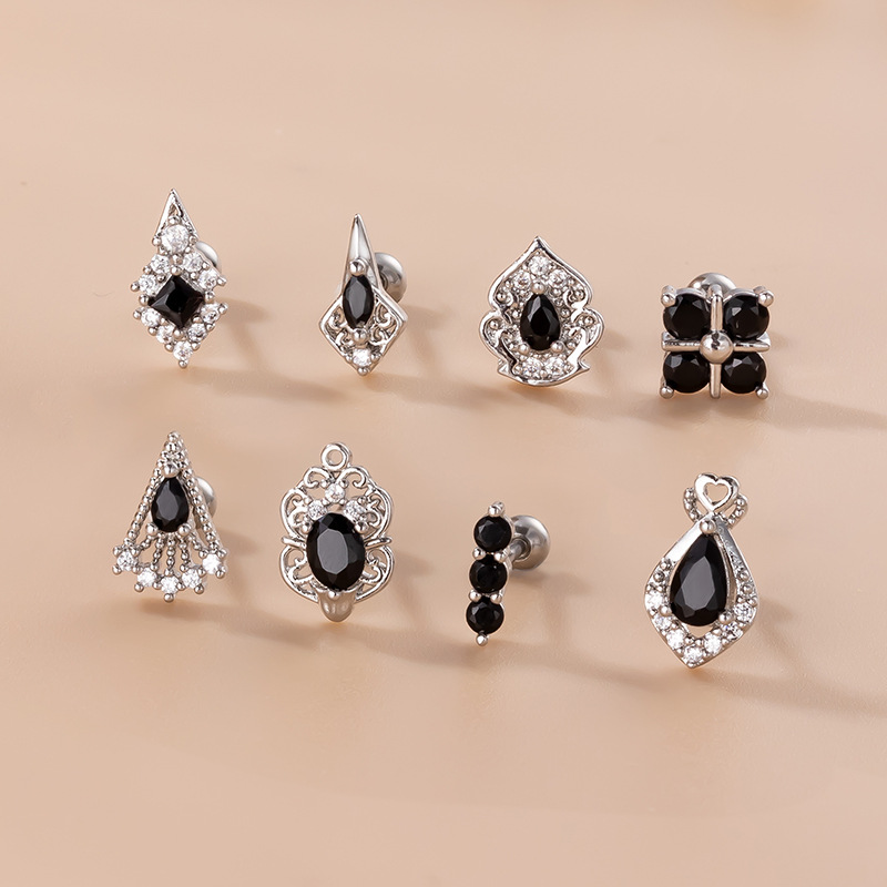 Ear Studs Classification 1 Piece Quantity Daily Occasion 1 Piece Ear Cartilage Rings & Studs Fashion Solid Color 316L Stainless Steel Copper Plating Inlay Zircon