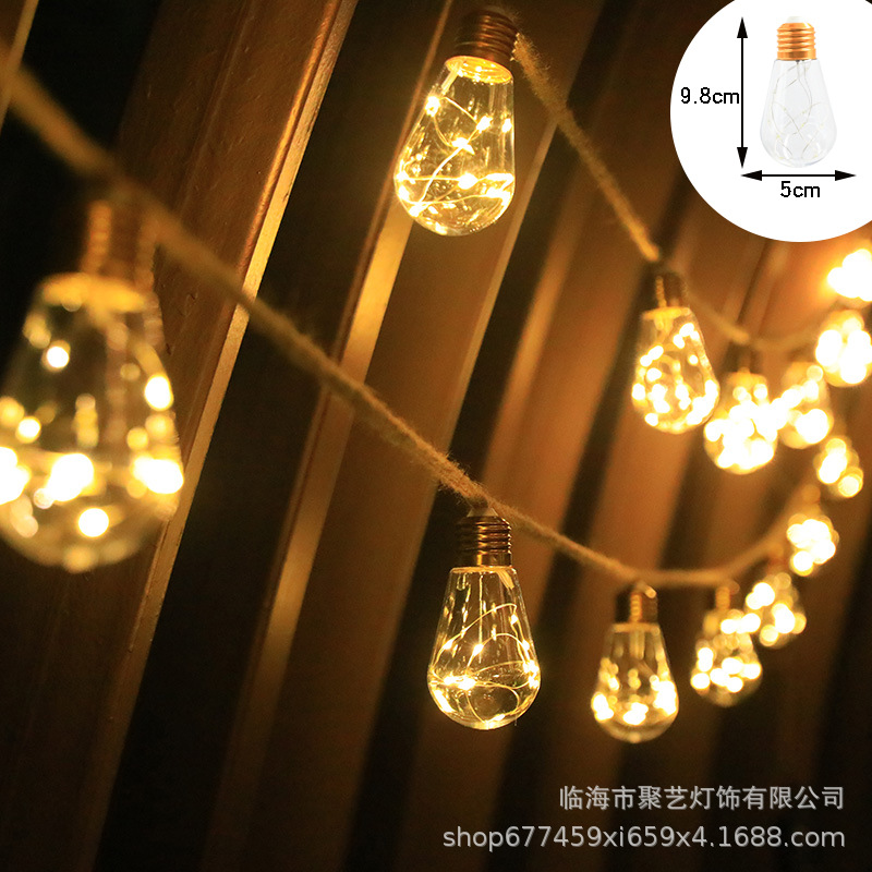 Camping al aire libre cadena de lámpara impermeable cable de cânhamo lámpara LED de lámpara