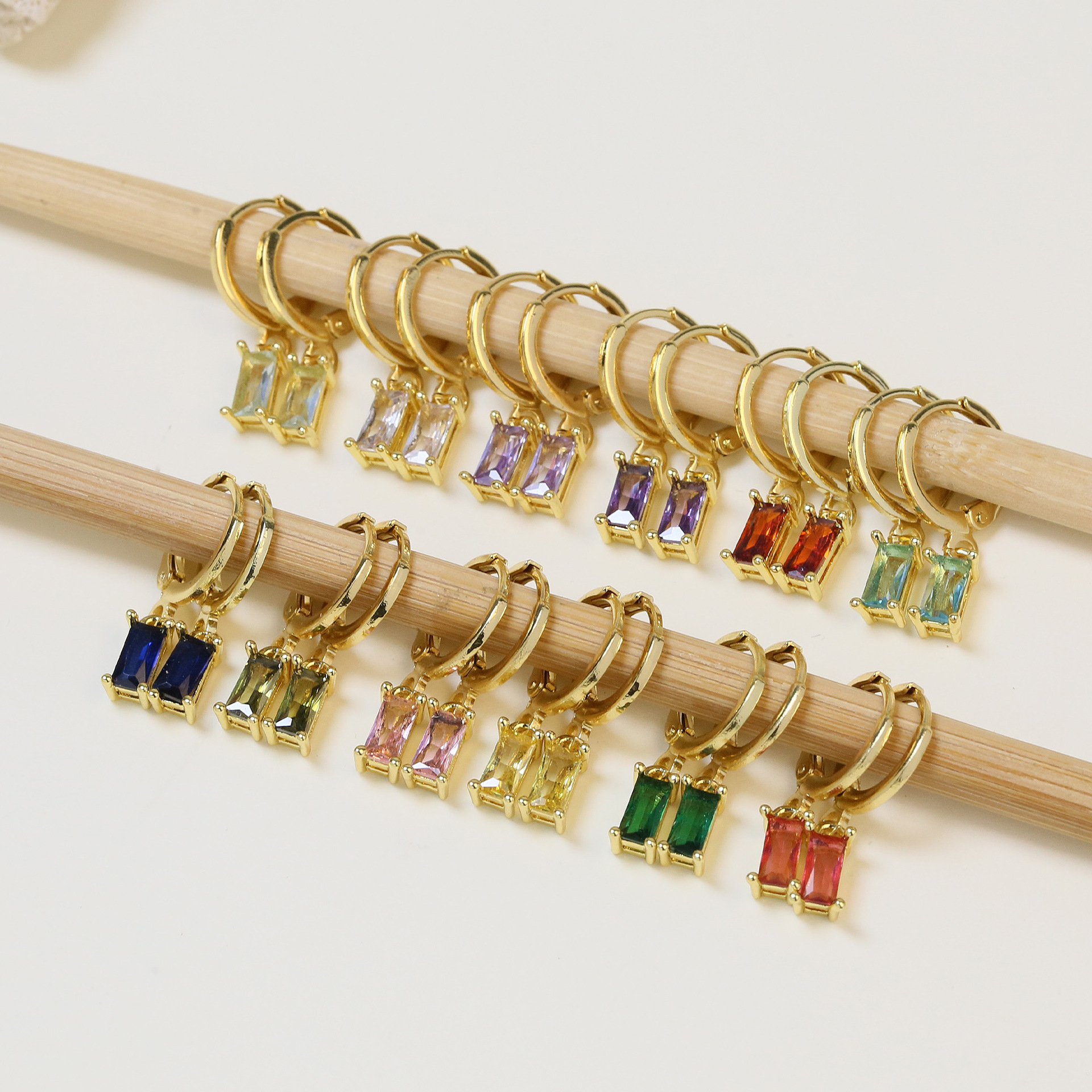 3g Weight Copper Ear Needle Material 1 Pair Modern Style Classic Style Geometric Copper Birthstone Charm Sleeper Hoop Earrings