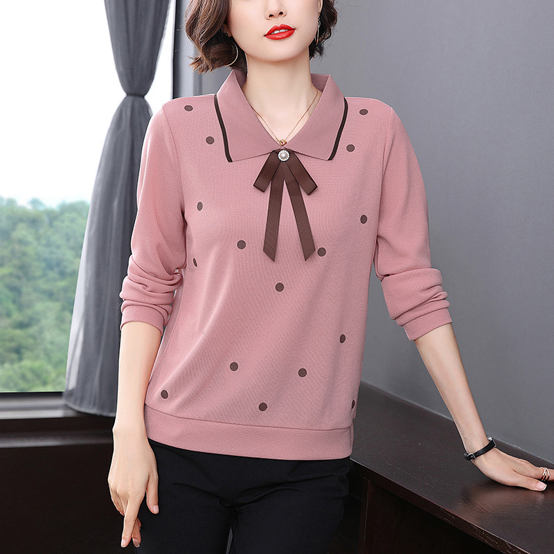 thumbnail image 1 of Camiseta de manga larga para mujer de mediana edad y mayores de otoño e invierno, moda para mamás de 40 a 50 años, camiseta de estilo occidental para primavera y otoño, 1 of 5