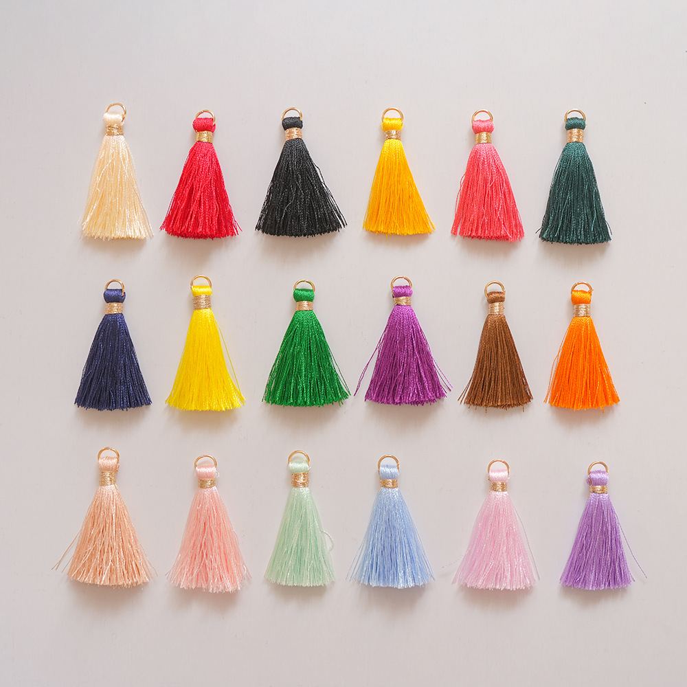 4CM厘米人造丝带圈金腰小流苏波西米亚DIY迷你小流苏吊穗饰品配件