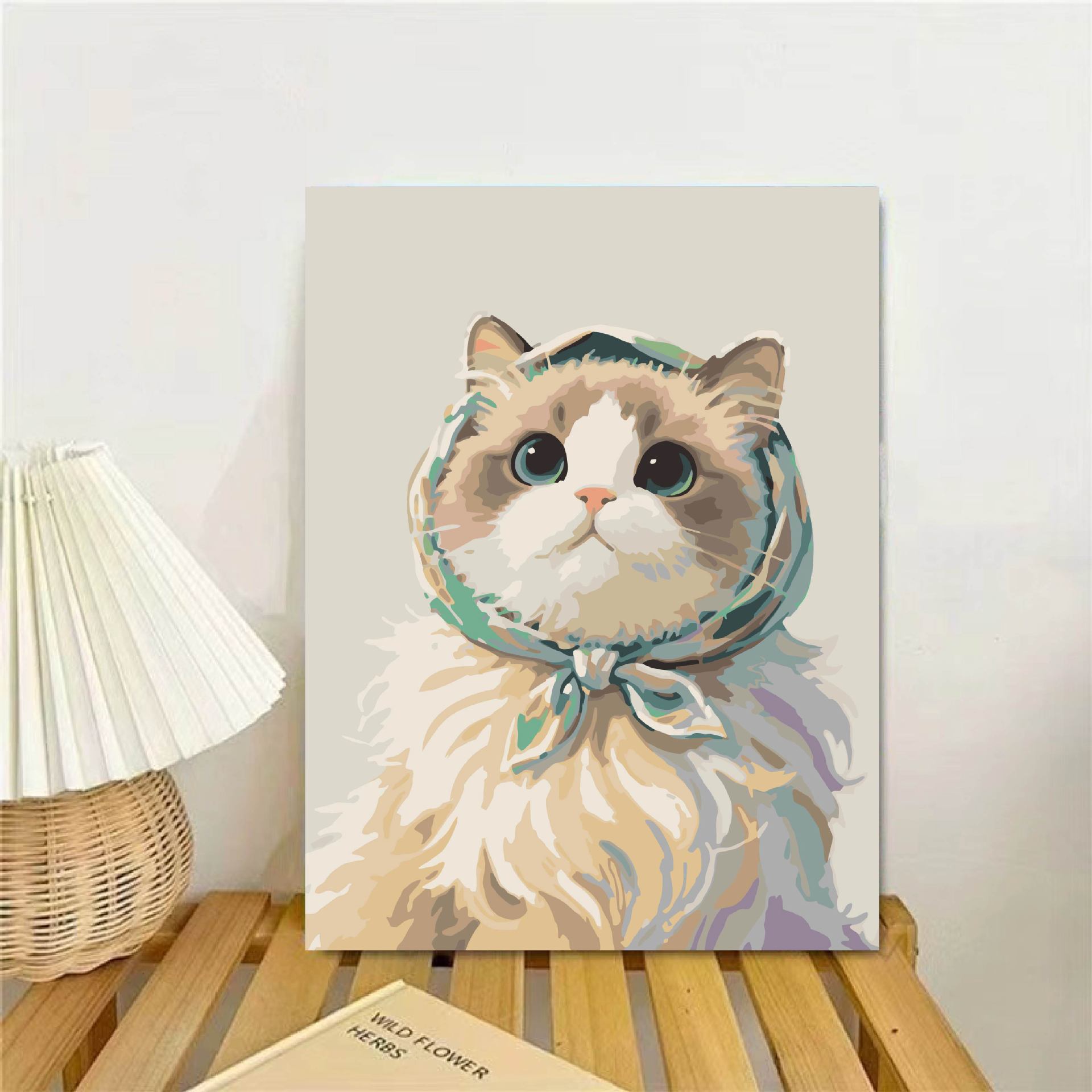 Cariño gatito DIY pintura al óleo digital curar dibujos animados animales hechos a mano regalo acrílico pintura al óleo de color descompresión