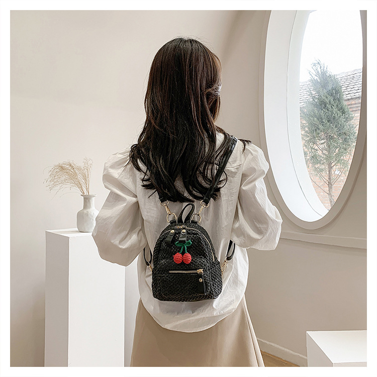 Fashion Cherry Straw Backpack Wholesale display picture 7