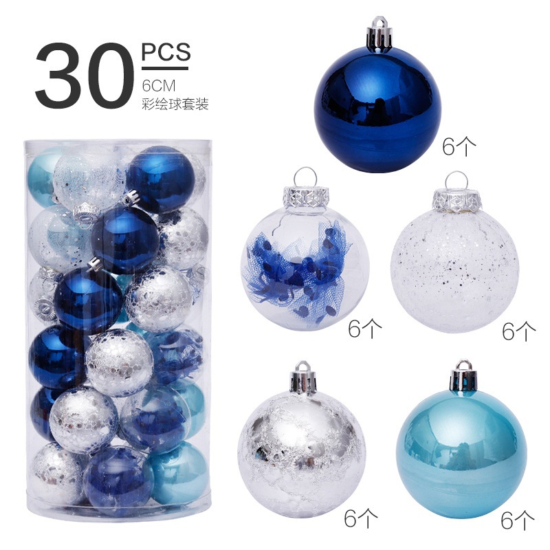 Transfronterizo en stock decoraciones de Navidad 6cm/30 piezas bola transparente traje de bola de Navidad árbol de Navidad colgante